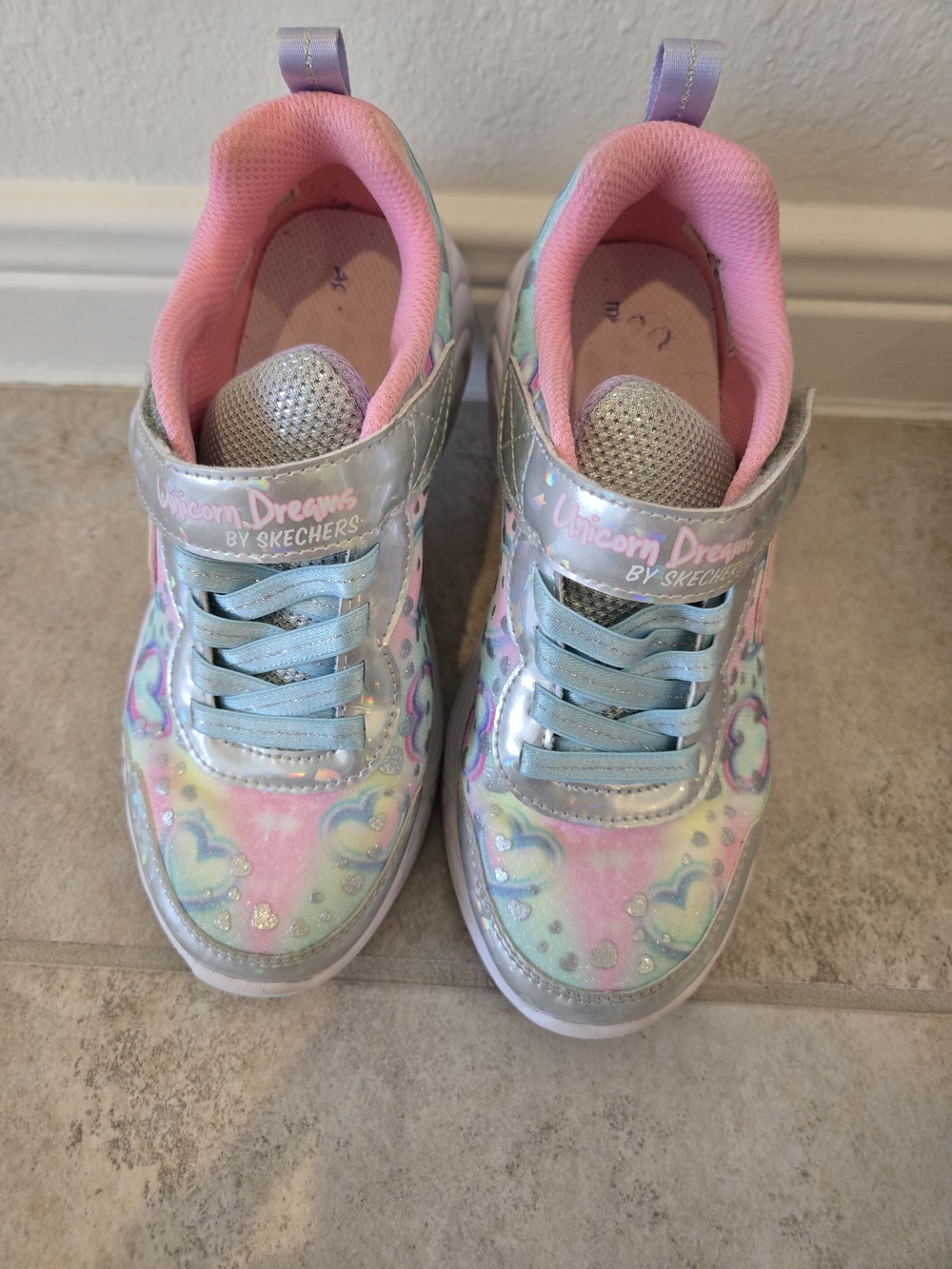 Skechers Unicorn Dreams Light Up Sneakers Girls Toddler Size 13.5